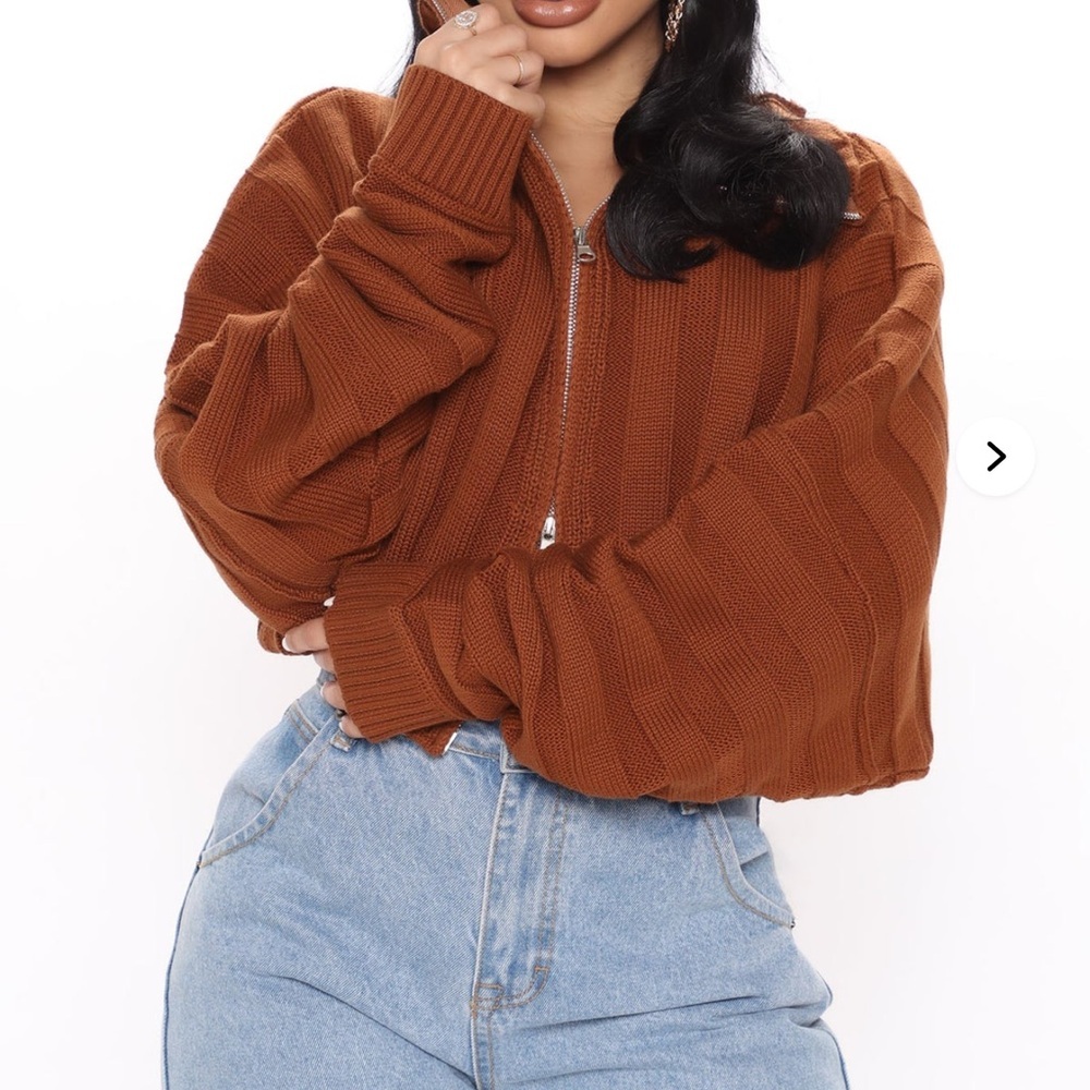 Fashion Nova Rust Cardigan Sweater